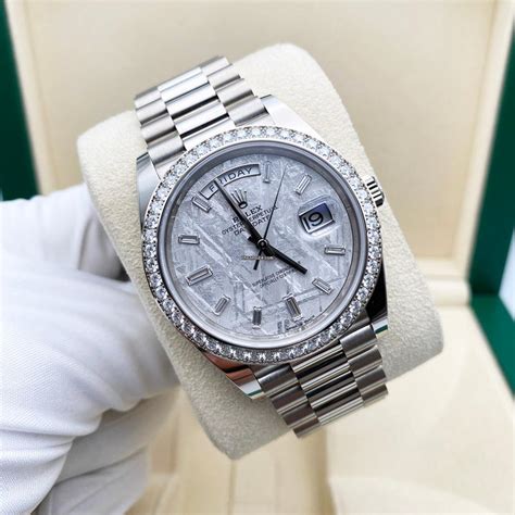 rolex day date 40 meteorite dial|rolex day date baguette bezel.